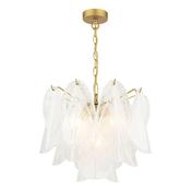 Laura Ashley stannington 4 light pendant matt antique brass and white glass image
