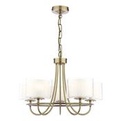 Laura Ashley Southwell 5 light armed pendant antique brass and opal glass image