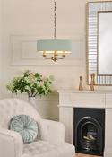 Laura Ashley sorrento 3 light chandelier matt antique brass and green shade