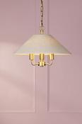 Laura Ashley harland 3 light pendant matt antique brass with shade.