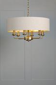 Laura Ashley sorrento 6 light chandelier matt antique brass with natural shade