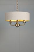 Laura Ashley sorrento 3 light chandelier matt antique brass with natrual shade. image