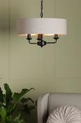 Laura Ashley sorrento 3 light chandelier matt black with natural shade