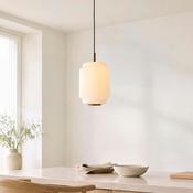 Evora pendant gloss opal ribbed glass shade image