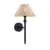 Jericho wall light matt black and woven shade image