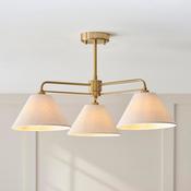 Wallbridge 3lt semi-flush and natural linen shade ceiling light