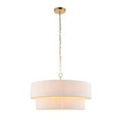 Noah 5lt pendant brushed brass and cotton shade