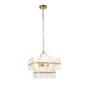Venice 4lt pendant with handmade clear textured glass panels