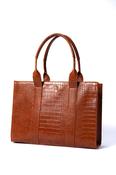 XL Tote Tan Croc Detail