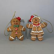 Christmas Gingerbread boy/girl tree trims 2ass 7x9.4cm