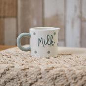 JUG GREY &amp; WHITE SPOTTY EMBOSSED STONEWARE