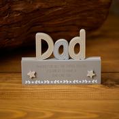 DAD CUTOUT BLOCK GREY WOODEN SPOTTY STARS