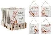 ROBIN REMEMBER PLAQUE PINK FLOWERS