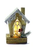 Wooden light up church 19cm