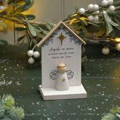 WITH LOVE AT CHRISTMAS ANGELS UP ABOVE WOOD BLOCK WITH RESIN ANGEL