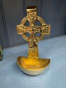 Brass Water font Celtic Cross