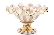 Mocha Check Ceramic Fluted Compote