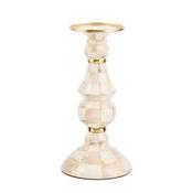 Mocha Check Large Pillar candlestick