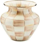 Mocha Check Large Enamel Vase