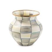 Sterling Check Enamel Vase