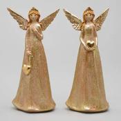 Standing Angel w/copper tones holding heart 11.5cm