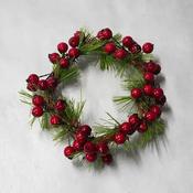 Candle ring, red berries &amp; pine 8.5cm