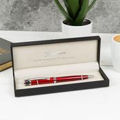 Stratton Ballpoint Pen - Red with Etched Pattern Top