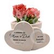 Thoughts of You Graveside Double Heart Vase - Mum &amp; Dad