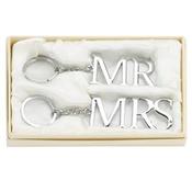 Amore Silver Plated Keyring Set - Mr &amp; Mrs