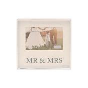 Amore Silver Plated Box Frame with Crystals 6" x 4" Mr &amp; Mrs