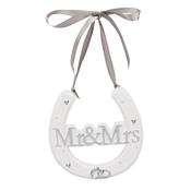 Amore White Resin Wedding Horse Shoe - Mr &amp; Mrs