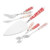 AYNSLEY FAIR ISLE PASTRY SET (SERVER &amp; 6 FORKS)