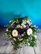 White and purple funeral Posy