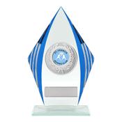 Glass Award with Blue and Silver Mirrored Stripes image