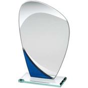 Jade Blue &amp; Clear Glass Curved Plaque image