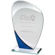 Jade Blue &amp; Clear Glass Curved Plaque image