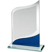 Jade Glass Pointed Plaque With Blue and Silver Details image