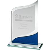 Jade Glass Pointed Plaque With Blue and Silver Details image