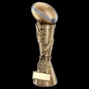 Gold Rugby Ball Leaf Column Trophy image