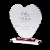 Clear Glass Heart with Red Stepped Base
