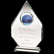 Clear Glass Diamond Plaque with Blue Globe image