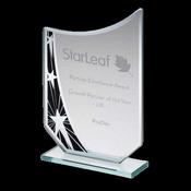 Jade Glass Curved Plaque with Black/Silver Design