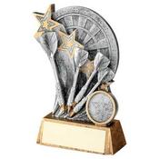 Dartboard with Darts on Bronze Base