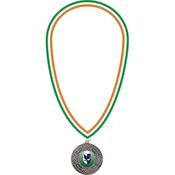 10mm Clip On Ribbon - Green, White &amp; Orange image