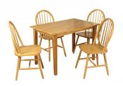 Hanover 1x4 Dining Set - Including 4 Chairs - Solid Hardwood | Spindleback - Light Oak image