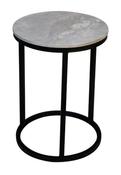 Yale Circular End Table - Grey Top | Black Metal Legs image