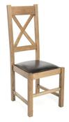 Siam X Back Oak Dining Chair - Solid Oak | Padded Faux Leather Seating image