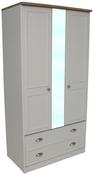 Heritage 3ft Two Drawer Mirrored Wardrobe - Charcoal | Grey | White image