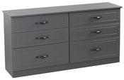 Metro Grey 6 Drawer Long Chest - Grey | White image