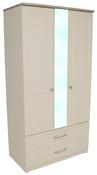 Milano 3ft 2 Drawer Mirrored Wardrobe - Cream Oak image